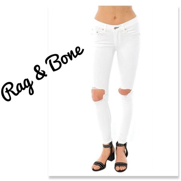 NWT Rag & Bone Bright White Capri with Holes - Picture 1 of 7